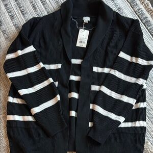 Black and White Striped Cardigan